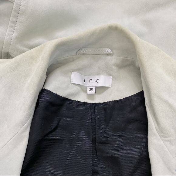 IRO Guape Lamb Leather Suede Biker Moto Jacket in Light Blue Size 36/US 4 - Picture 7 of 13